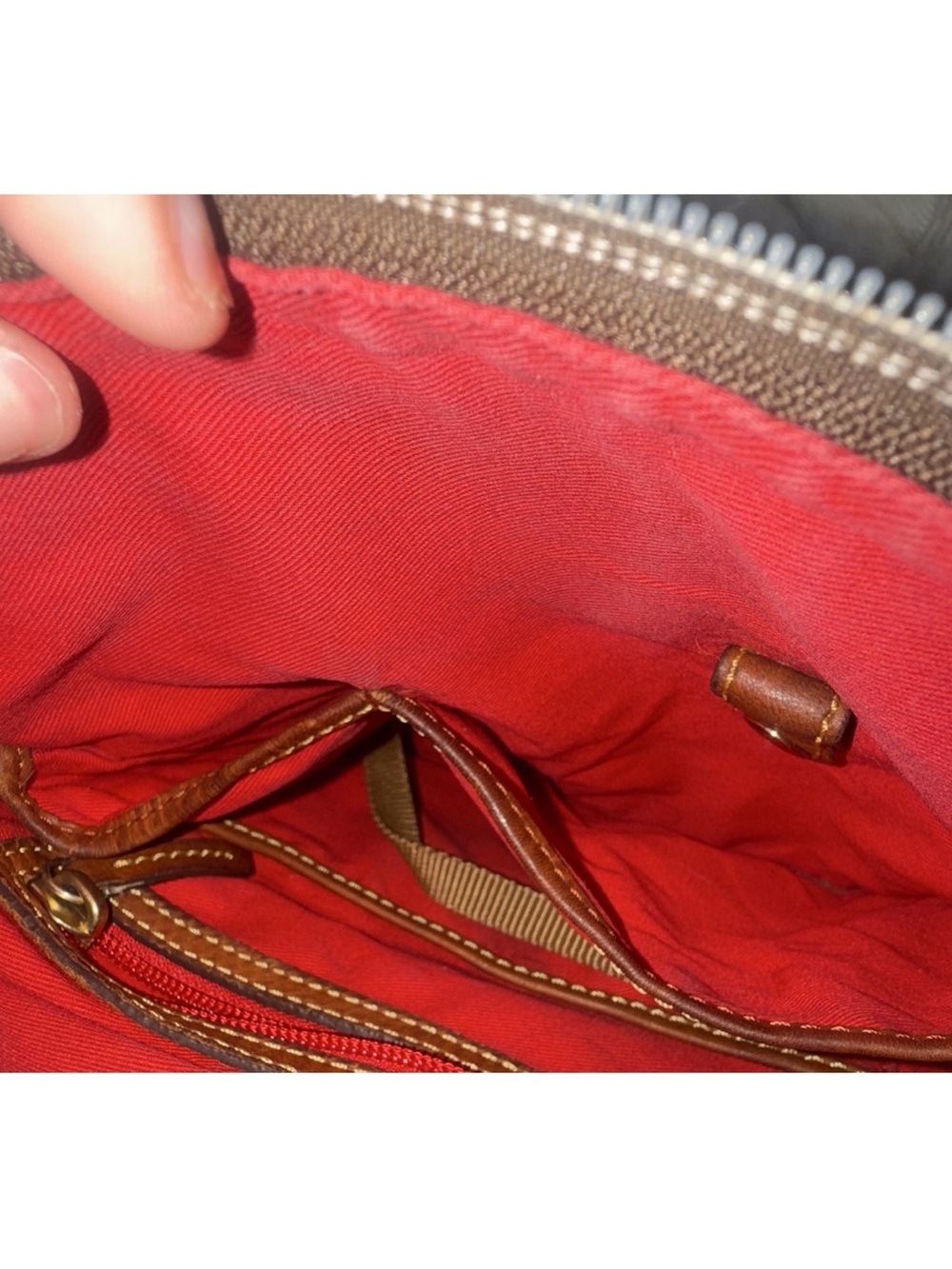 Dooney & Bourke Tan Canvas Crossbody with Brown Leather Trim - Picture 8 of 10